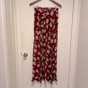 NWT Anthropologie red and floral maxi skirt